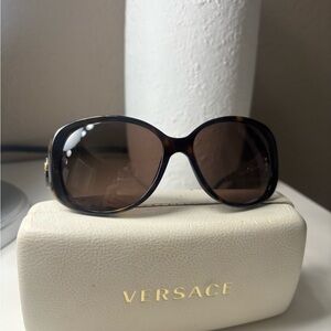 Versace Brown Tortoiseshell Oversized Women's Sunglasses